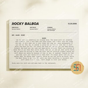 Rocky Balboa "Speech to His Son" Drehbuch Poster / Filmzitat Poster / Filmdrehbuch / Drehbuch / Drehbuch