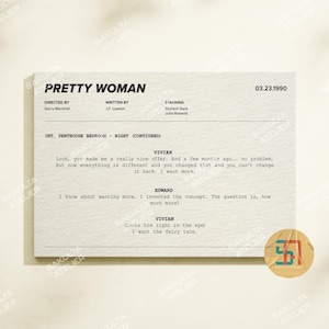 "Pretty Woman ""Märchen"" Drehbuch Poster / Filmzitat Poster / Filmdrehbuch Poster / Filmdrehbuch Kunst / Haus Wand Dekor."