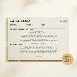Póster de guión de "final" de La La Land / Póster de cita de película / Impresión de guión de película / Arte de pared de guión de película / Arte de guión / Decoración de arte de pared