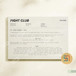 Fight Club Drehbuch Poster / Filmzitat Poster / Filmdrehbuch Druck / Filmdrehbuch Wandkunst / Hauswanddekor