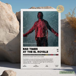 Póster de Malos tiempos en El Royale / Póster de película minimalista / Impresión de arte retro vintage / Póster de película personalizado / Impresión de arte de pared / Decoración del hogar