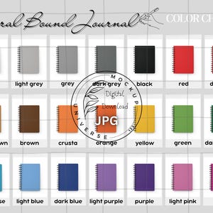 Spiral Bound Journal Color Chart, Digital Download, 1 High Resolution JPG File, Rectangle Format, Generic Brand Notebook all Colors