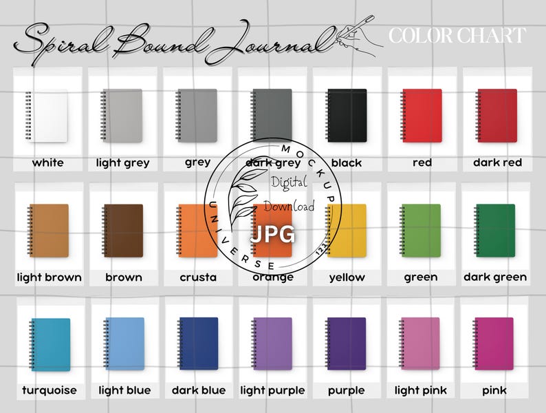 Color Code Journals Spiral Bound Journal Color Chart, Digital Download, 1 High Resolution ...