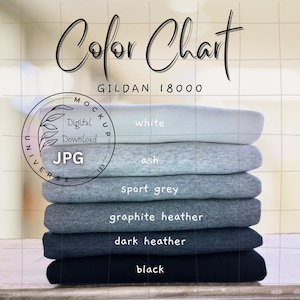 Tabla de colores de sudaderas Gildan 18000, personalizables (elige tus colores), formato cuadrado, descarga digital JPG, estilo bohemio.