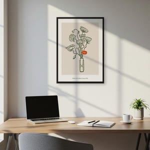 Moderne Mohnblumen-Linie Kunstdruck, minimalistisches botanisches Wandposter, skandinavische Blumenzeichnung, neutrales Schlafzimmerdekor, elegante Pflanzenkunst