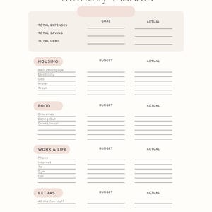 Maandbudget + fooientracker | Side Hustle-planner pdf | Afdrukbaar voor studenten en servers - wordt op verzoek gepersonaliseerd