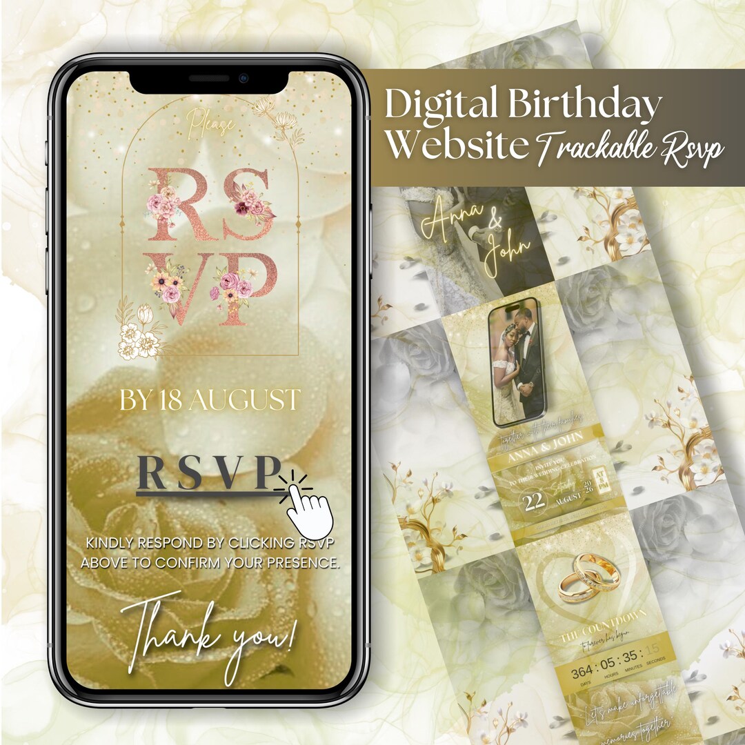 Digital Wedding Invitation: RSVP Page, Countdown Timer (canva Editable ...