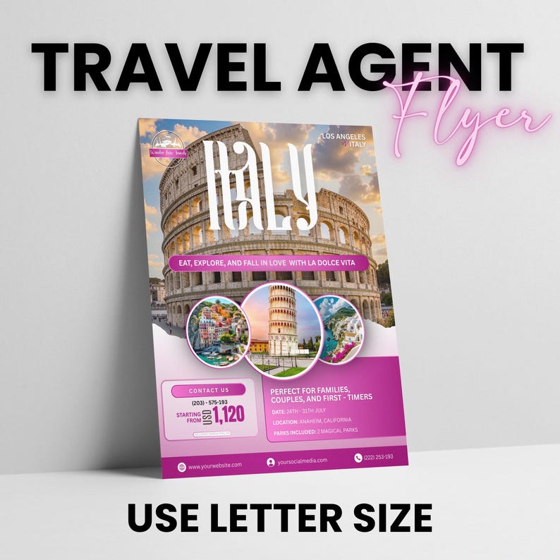 Travel Agent Flyer Bundle Template, Travel Templates, Instagram templates, Travel Itinerary, Travel Cruise Line Guide BUNDLE, Canva Editable
Travel Agent Flyer Bundle Template | Travel Marketing Flyers | Travel Agency Social Media | vacation flyer | travel templates, Travel Agent Cruise Line Guide BUNDLE, Travel Agent Canva Templates, Theme Park Guides, MEGA BUNDLE: Travel Templates, Travel agent templates, Travel Instagram templates, Travel Itinerary, Travel Social media, Travel website