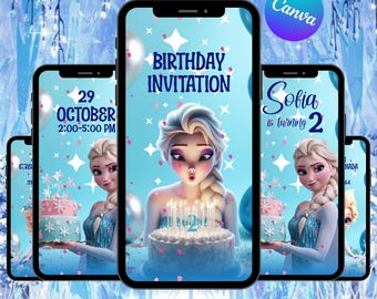Frozen Birthday Video Invitation: Elsa & Anna Mobile Evite (Digital Download)