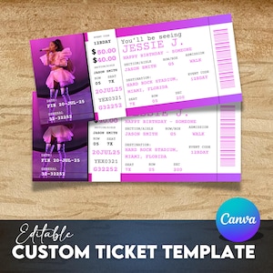 Bearbeitbares Konzertticket Canva, DIY-Kartenvorlage, druckbare benutzerdefinierte Konzertkarte, Geburtstagsgeschenkidee, Überraschungsgeschenk, Canva bearbeitbar