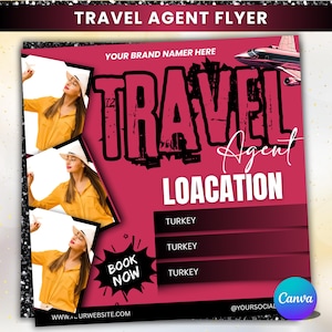 Travel Agent Flyer, DIY E-Flyer Template, Travel Flyer, Vacation Flyer, Travel Agency, Social Media Flyer, Jamaica travel, Canva Editable
