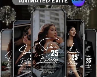 Custom photo digital invitation, Digital Birthday video invitation, Party invitation, DIY Editable invitation, Mobile invitation, Text evite
