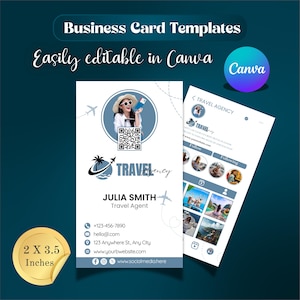 Reisebüro-Visitenkarte, Canva-Vorlage Reisebüro-Visitenkarte, Reiseservicekarten, Reisebüro-Visitenkarte, Canva bearbeitbar
