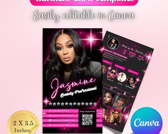 Editable Pink Instagram Business Card Template: Beauty Influencer Design (Canva Digital Download)
