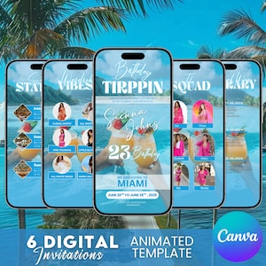 Digital Travel itinerary, itinerary template, Birthday Weekend Invitation, Weekend Itinerary, Digital Schedule, Girls Trip, Canva Editable