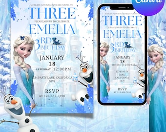 frozen 3rd birthday invite, frozen 3rd birthday invitation, frozen birthday invitation instant download, Frozen Elsa Birthday Invitation