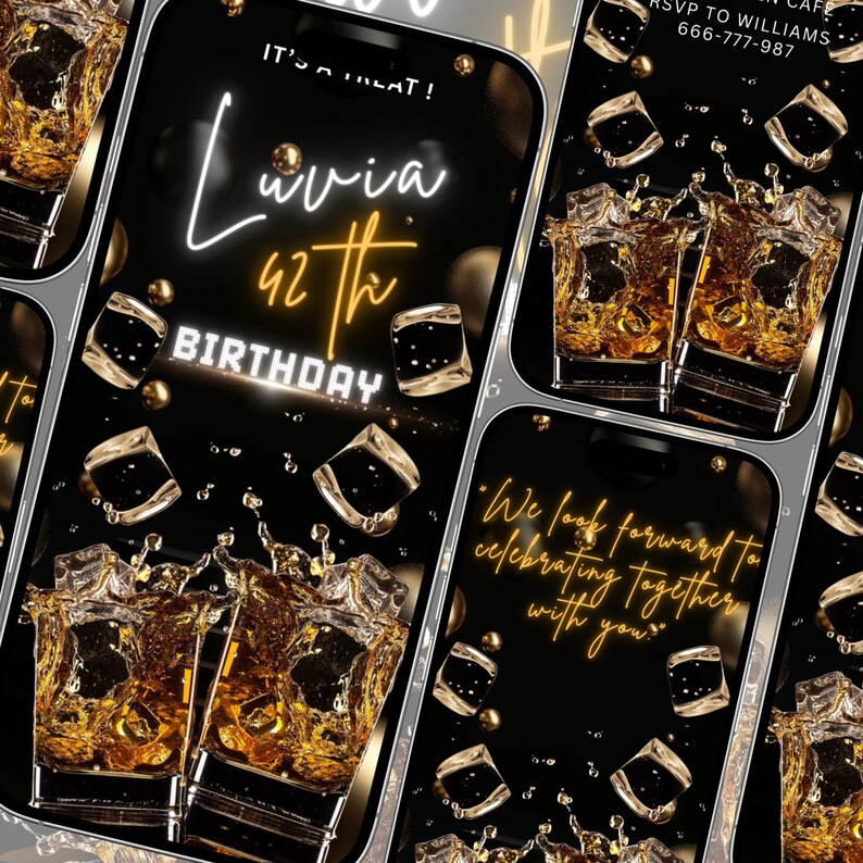 Whiskey & Cigar Themed Birthday Invitation - Surprise Male Birthday Party Invites (30th, 40th, 50th, 60th), Aged Perfection Invite - Canva Editable

30th 40th 50th 60th birthday, aged to perfection, invitation for men, mature male birthday, men's birthday, phone invitation, surprise birthday, whiskey cigar invite, whiskey invitation, whiskey theme invite