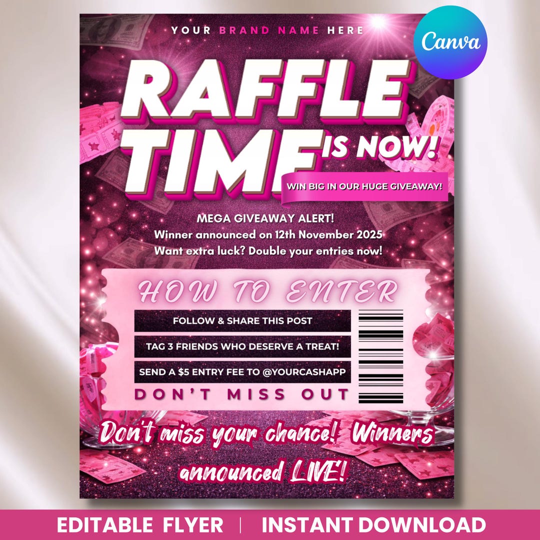 Editable Raffle Flyer, Prize Flyer, Raffle Ticket Flyer, Contest Flyer ...