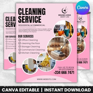 Cleaning Services Flyer, House Cleaning, Office Cleaning, Housekeeping, Cleaning Service Business, DIY Maid Service flyer (Digital download)