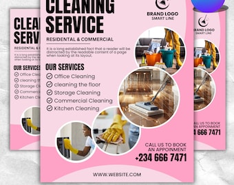 Folleto de servicios de limpieza, limpieza de casas, limpieza de oficinas, servicio doméstico, empresa de servicios de limpieza, folleto de servicio de limpieza doméstica (descarga digital)