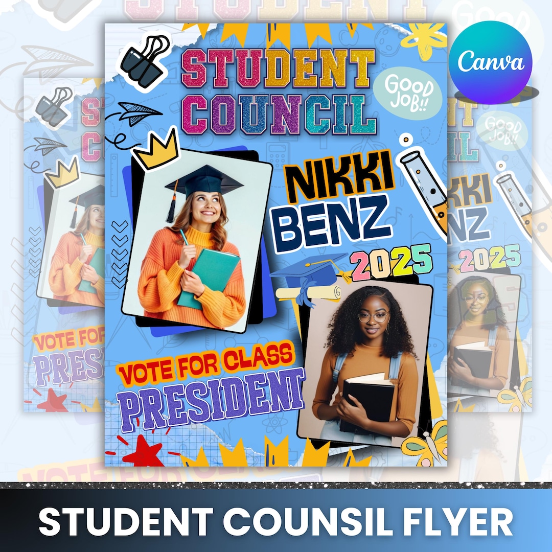 Editable School Election Flyer: Student Council Campaign Poster (canva ...