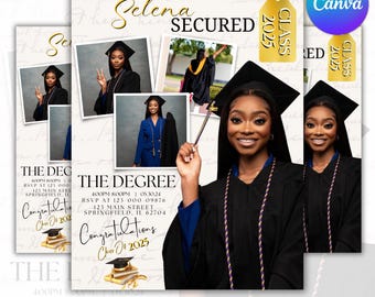 Editable Graduation Invitation Flyer: Class of 2025, Graduation Flyer, Graduation Invite Magazine Style, Celebration Flyer (Canva Template)