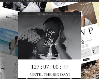 Elegant Wedding Website Template, Canva Wedding Web Invitation, Online RSVP, Wedding Countdown, Interactive Map, Editable Canva Website