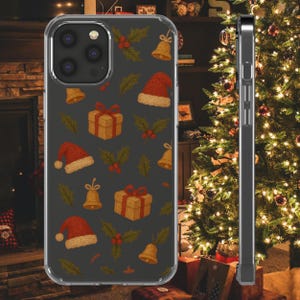 Christmas Phone Case: Clear Protective Cover with Santa Hats