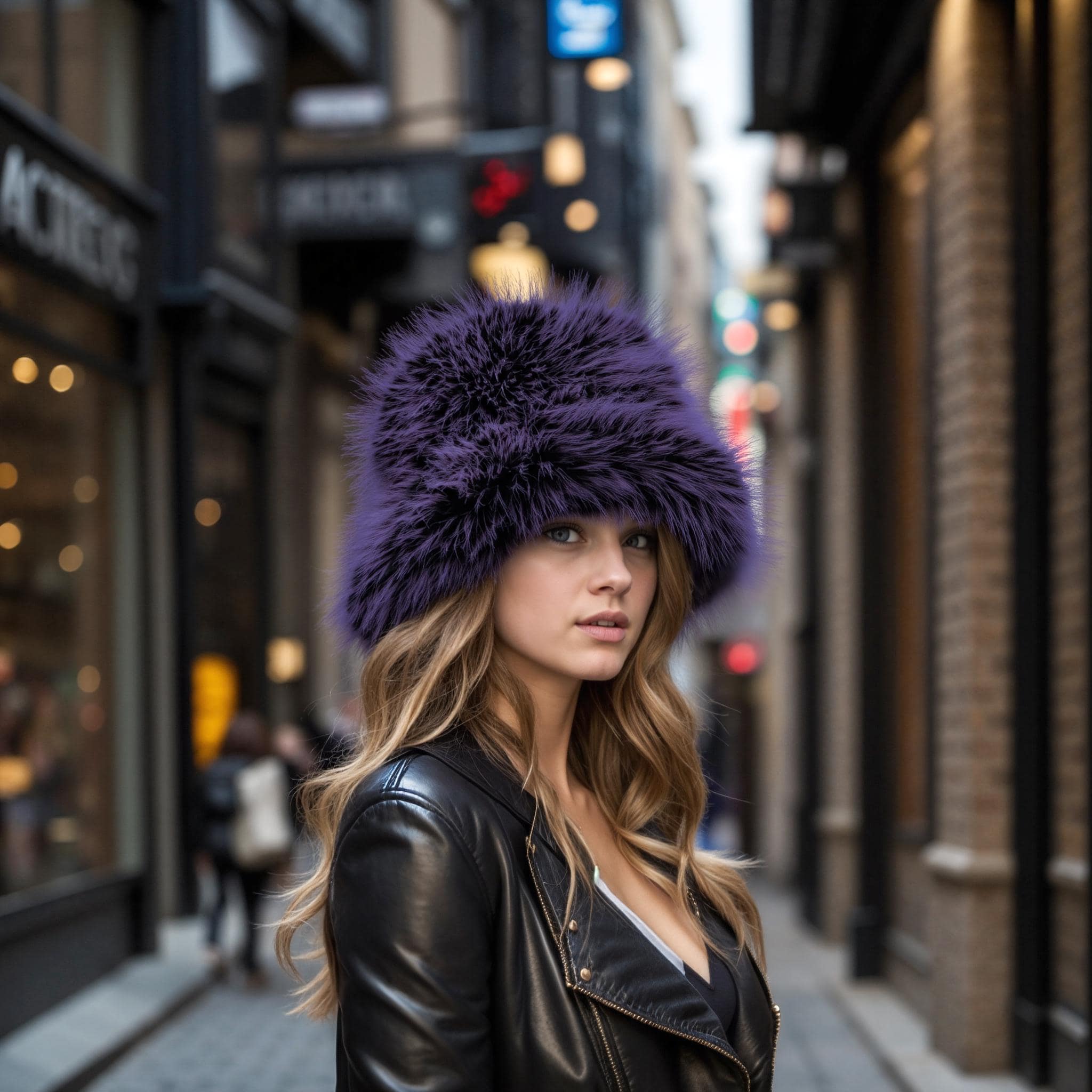 Winter Plush Fashion Gradient Faux Fur Bucket Hats ,Women Thick Warm Fluffy Fox Fuzzy Brown Fur Hat, Vegan Fox Fur Bucket Hat, Winter  main image 3