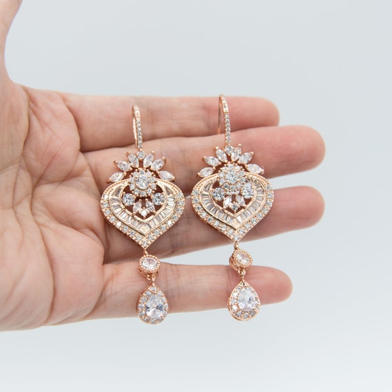 Bridal Drop Earrings Crystal Pearl Teardrop Dangle Earrings 