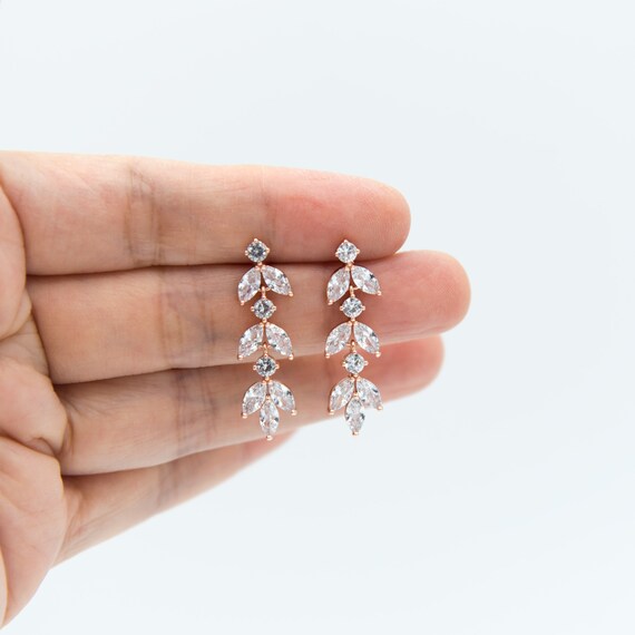 Bridal Drop Earrings Crystal Pear Teardrop Dangle Earrings Wedding 