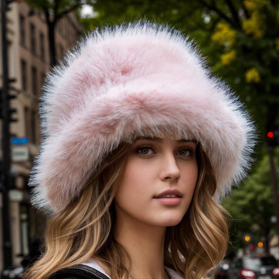 Off My Head Baby‎ Pink Fuzzy Faux Fur Bucket Hat Festival Hand Made in England Pink Faux Fur Bucket Hat - Etsy main image 4