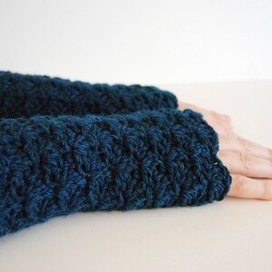 Green blue fingerless gloves, crocheted, handmade, ready to ship