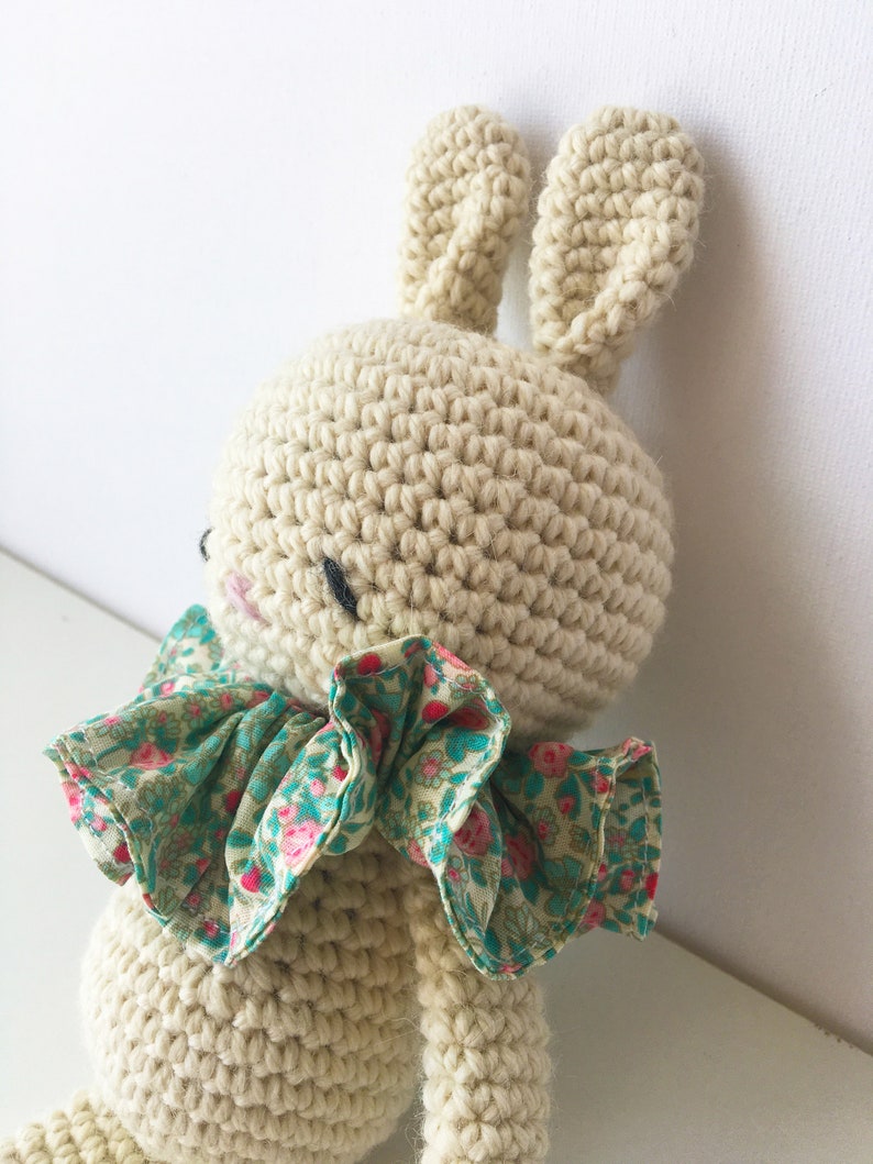 Amigurumi bunny, bunny Soft toy, bunny stuffed toy, crochet stuffed toy, crochet softie, white bunny doll, baby room, kid room, home decor imagem 7