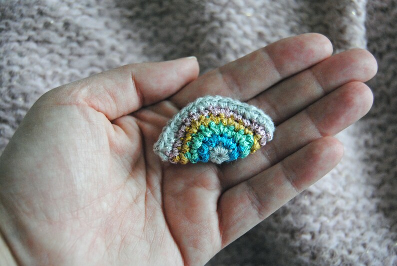 Rainbow brooch, rainbow pin, crochet pin, Amigurumi rainbow, crochet rainbow, toy pin, toy brooch, Christmas gift, kawaii gift, cute brooch image 2