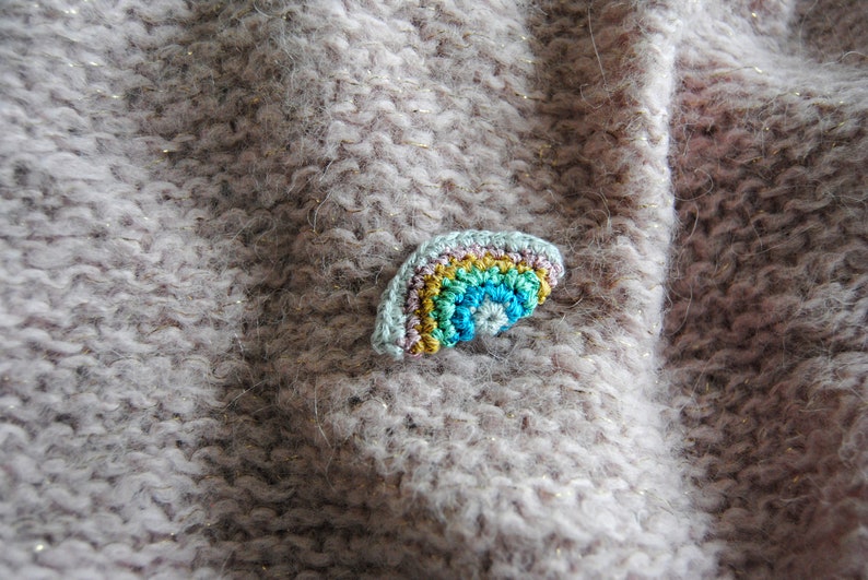 Rainbow brooch, rainbow pin, crochet pin, Amigurumi rainbow, crochet rainbow, toy pin, toy brooch, Christmas gift, kawaii gift, cute brooch image 1