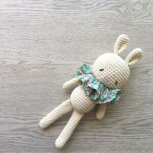 Amigurumi bunny, bunny Soft toy, bunny stuffed toy, crochet stuffed toy, crochet softie, white bunny doll, baby room, kid room, home decor imagem 8