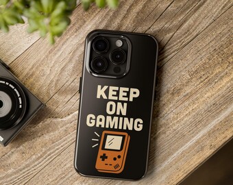 Gaming Phone Case - Keep on Gaming Design, Gamer Accessories, Tough Phone Cases, Gift for Gamers, Durable Cellphone Cover