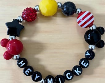 Mickey Inspired Personalized Bracelet, Custom Disney Charm Jewelry Gift