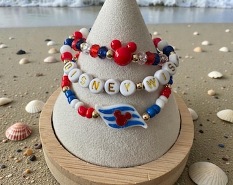 Personalized Disney Cruise Line inspired bracelet stack.  Choose ship name, your name, or any words.