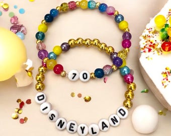 Disneyland 70th Anniversary bracelets, set of two.  Choose gold or black letters