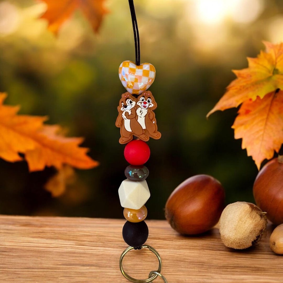 Chip N Dale Inspired Bag Charm Lanyard, Disney Chipmunk Keychain for ...