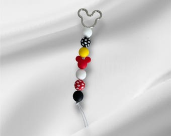 Mickey Mouse inspired silicone bead keychain, handmade accessory