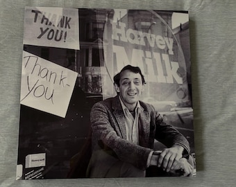 Harvey Milk Custom Metal Black And White Photo Print Hanging Frame Size 16 X 16 X 1.5”
