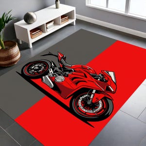 Motorcyle Rug, Motorbike Rug, Sportbike Rug, Game Decor Rug, Sport Rug, Teen Room Rug, Gift Motorcyle Rug