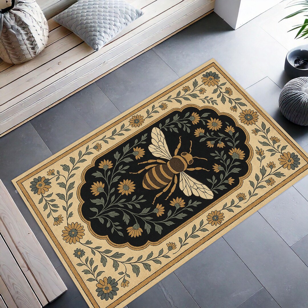 Black Beige Rug-comfortable Living-nature Inspired Rug-artistic Floor ...