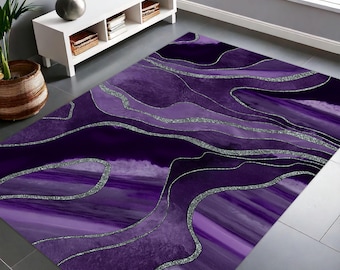 Purple Decor Rug, Marble Decor Rug, Indigo Color Rug, Custom Decor Rug, Custom Gift Rug, Floor Rug, Salon Accent Rug, Living Room Rug,Rugs