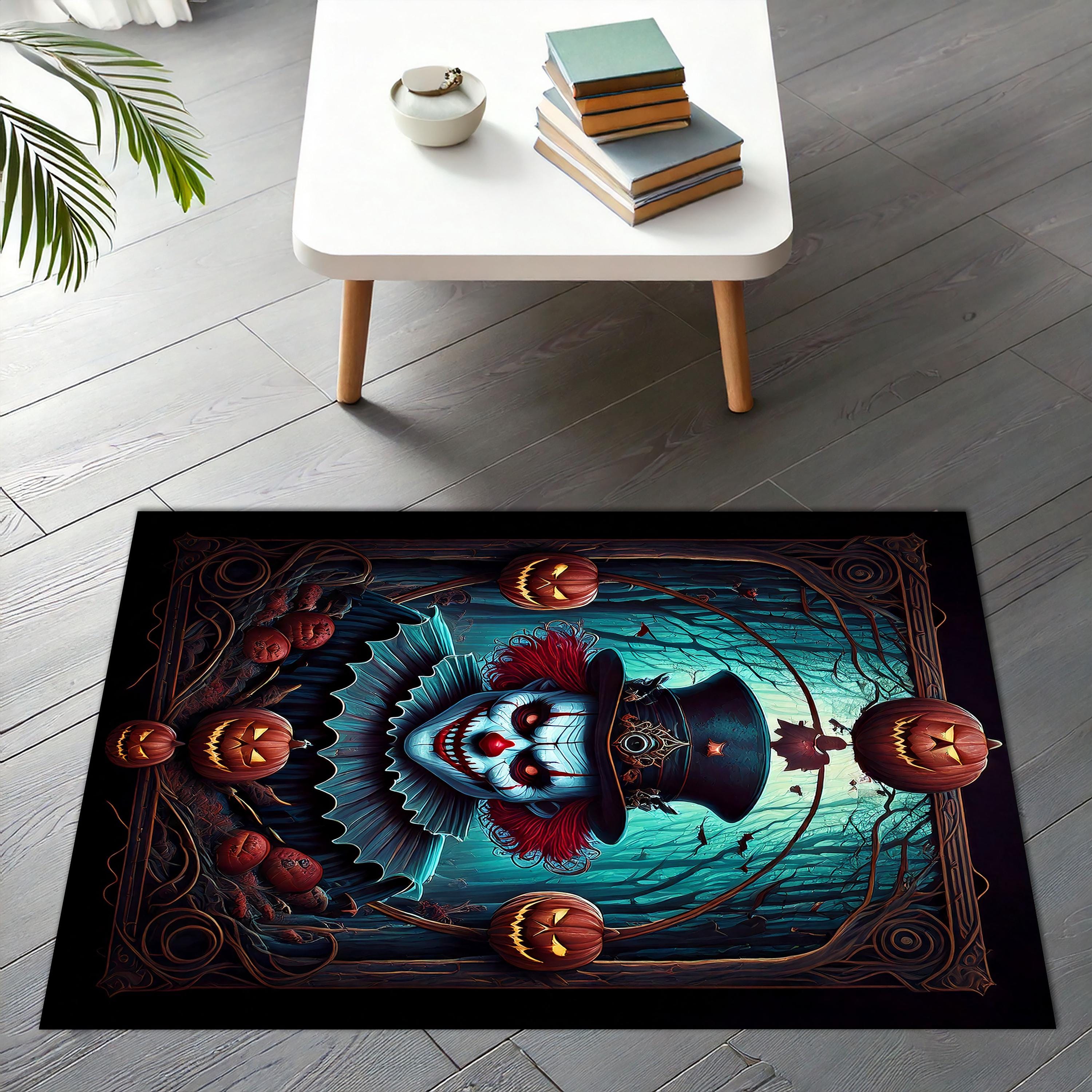 Gothic Clown Rug, Horror Clowncore Carpet, Spooky Halloween Circus ...
