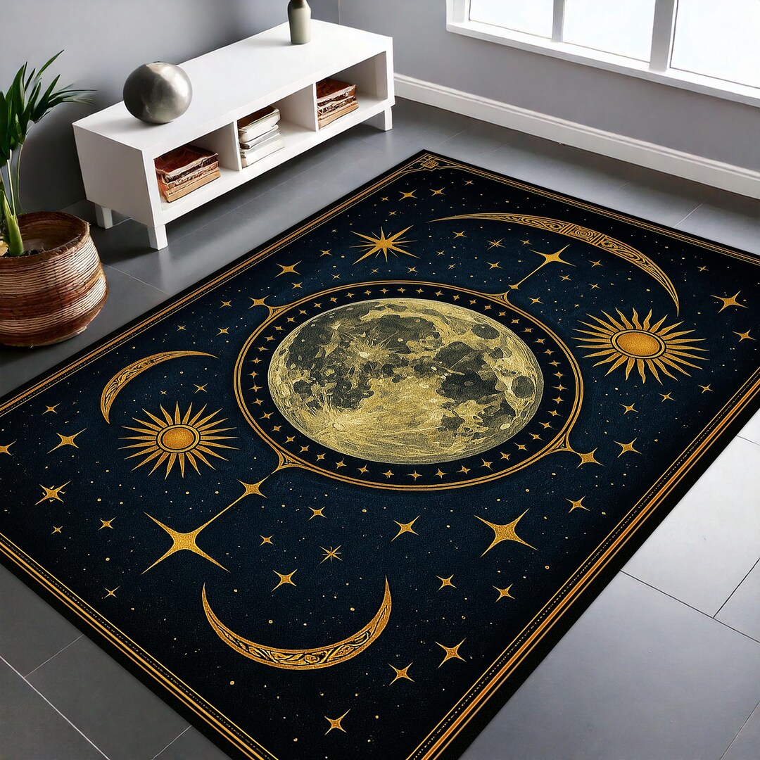 Celestial Moon Stars Tarot Ruıg, Astrology Throw Rug, Mystical Star ...