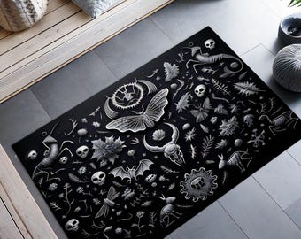 Tapete gótico, tapete de bruxa, pentagrama de cabra Baphomet, tapete gótico, tapete de banho, tapete de borboleta, tapete Withcy, tapete de esqueleto, tapete para quarto